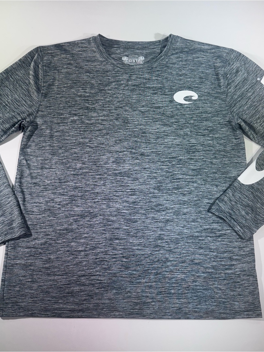 Costa Del Mar Men's Technical Cationic Crew LS Performance Shirt, Gray, Large